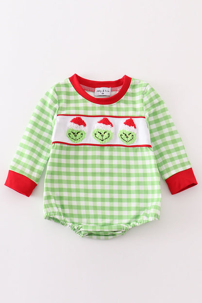 Green christmas grinch french knot boy bubble