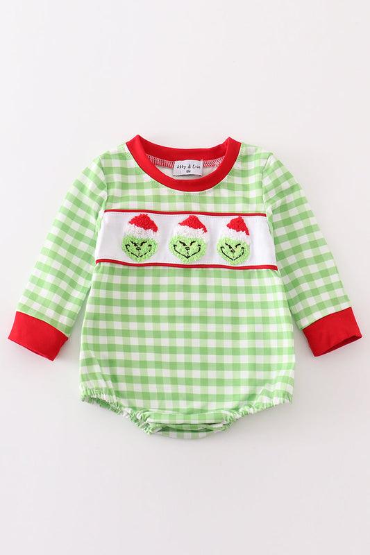 Green christmas grinch french knot boy bubble