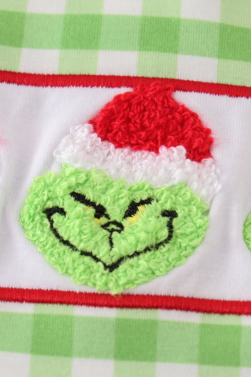 Green christmas grinch french knot dress