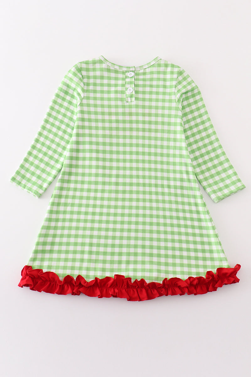 Green christmas grinch french knot dress