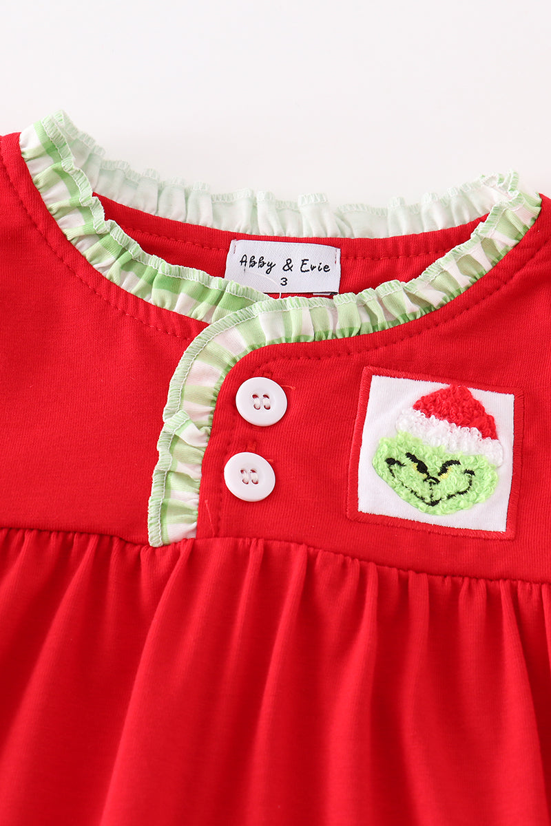 Red christmas grinch french knot girl gown