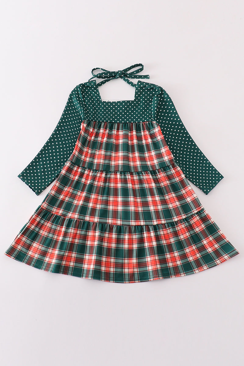 Forest merry christmas plaid mom&me dress