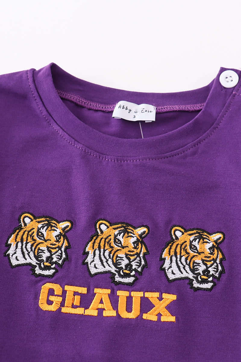 Purple geaux embroidery boy top