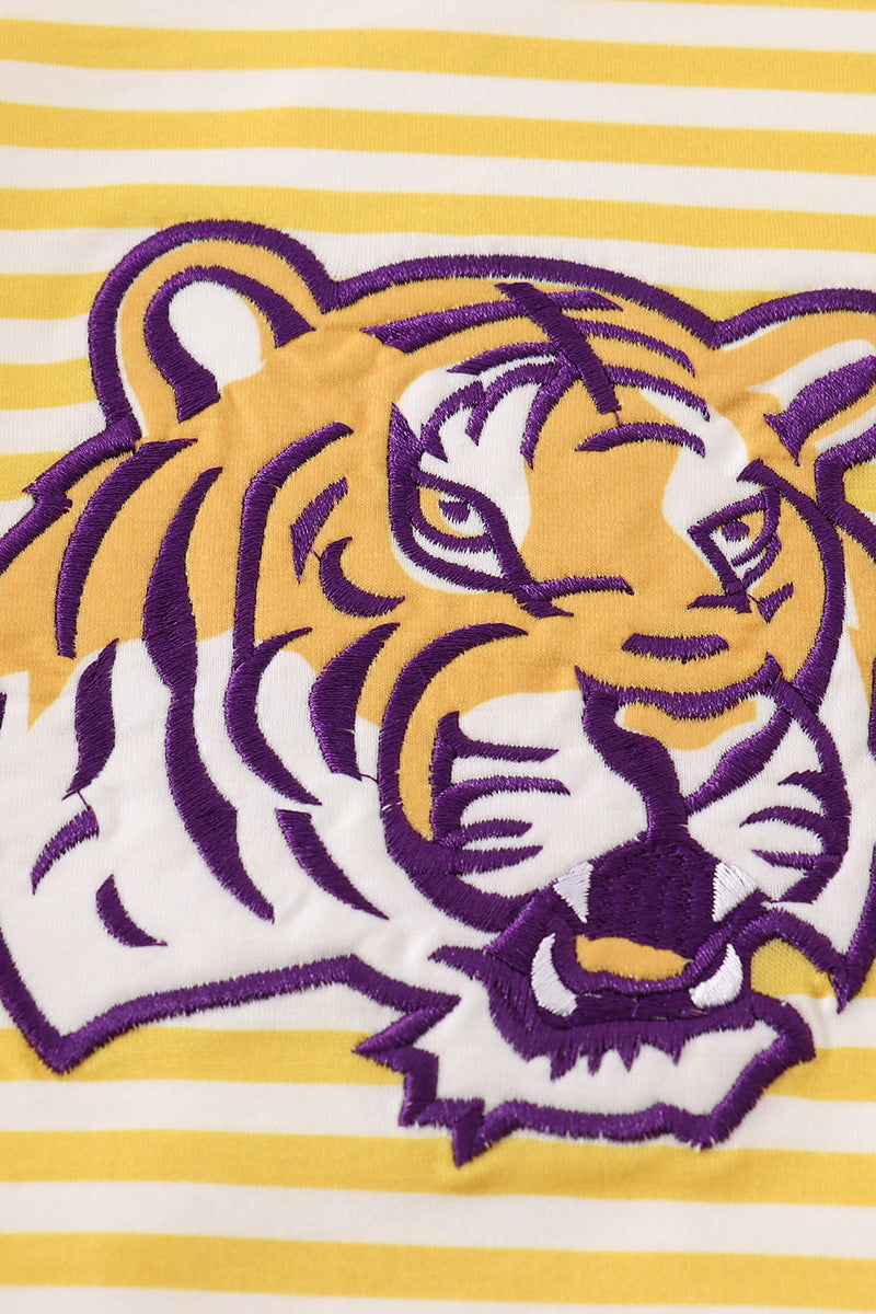 Yellow tiger embroidery LSU boy bubble