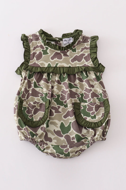 Camouflage print ruffle bubble