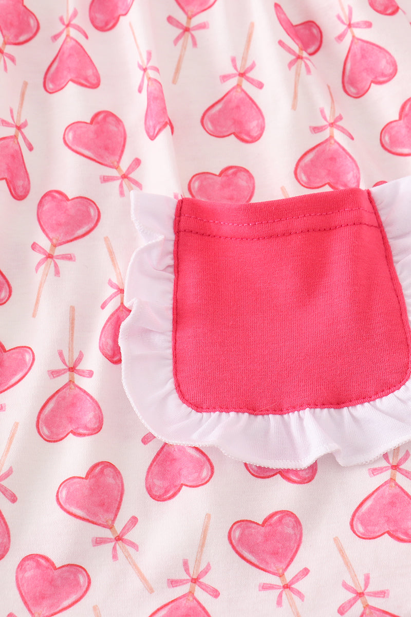 Pink valentine heart girl set