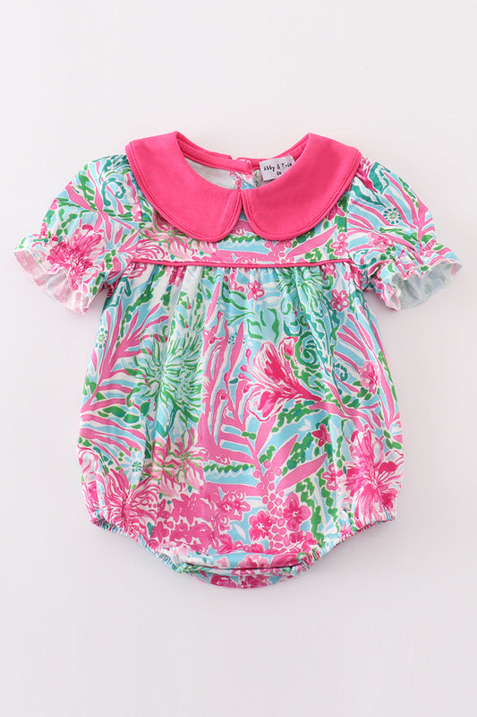 Pink Palm Paradise print girl bubble