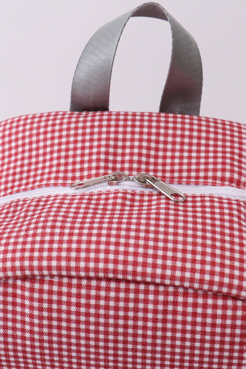 Red Alabama embroidery gingham backpack