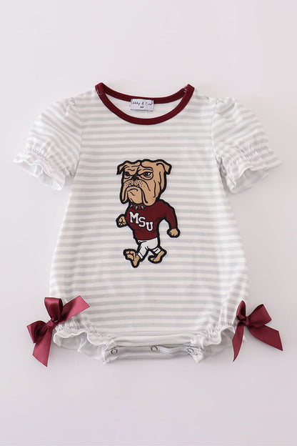 Maroon Mississippi applique stripe bubble