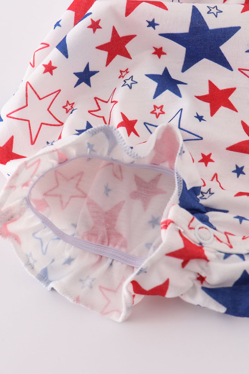 Blue puppy star embroidery print bubble