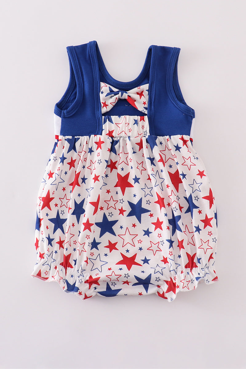 Blue puppy star embroidery print bubble