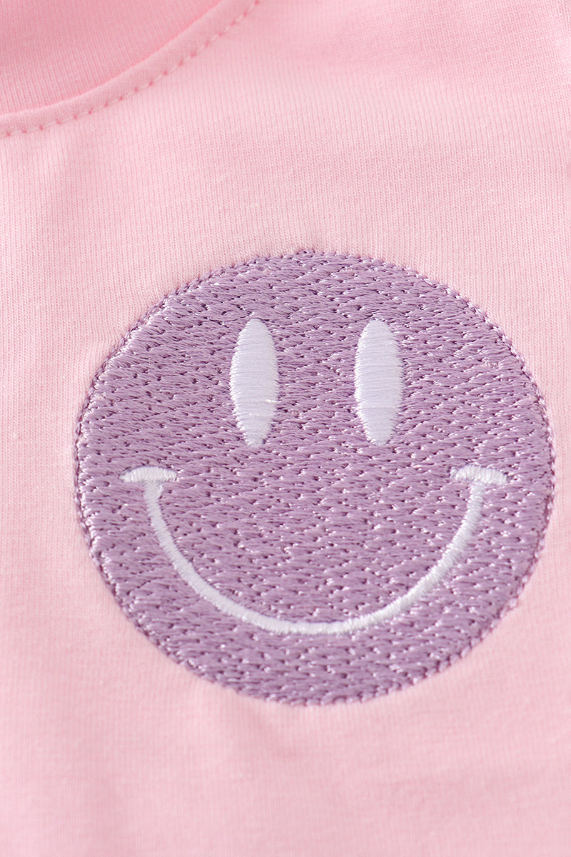 Purple smile gingham bloomer set