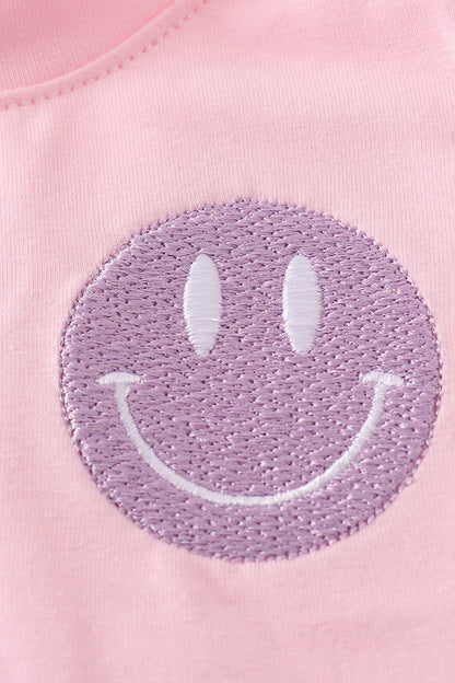 Purple smile gingham bloomer set