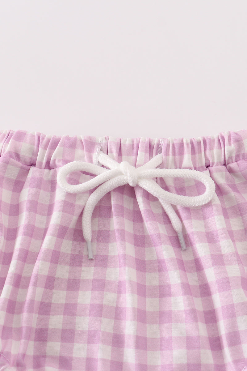 Purple smile gingham bloomer set