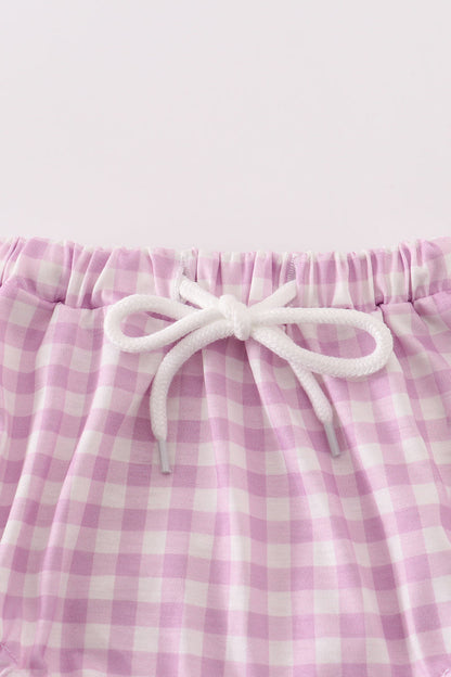 Purple smile gingham bloomer set