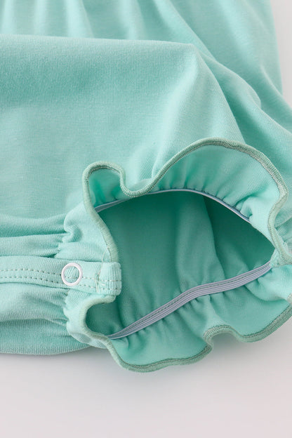 Mint hunting puppy embroidery ruffle bubble