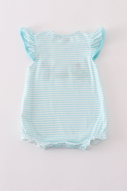 Blue stripe golf french knot ruffle bubble