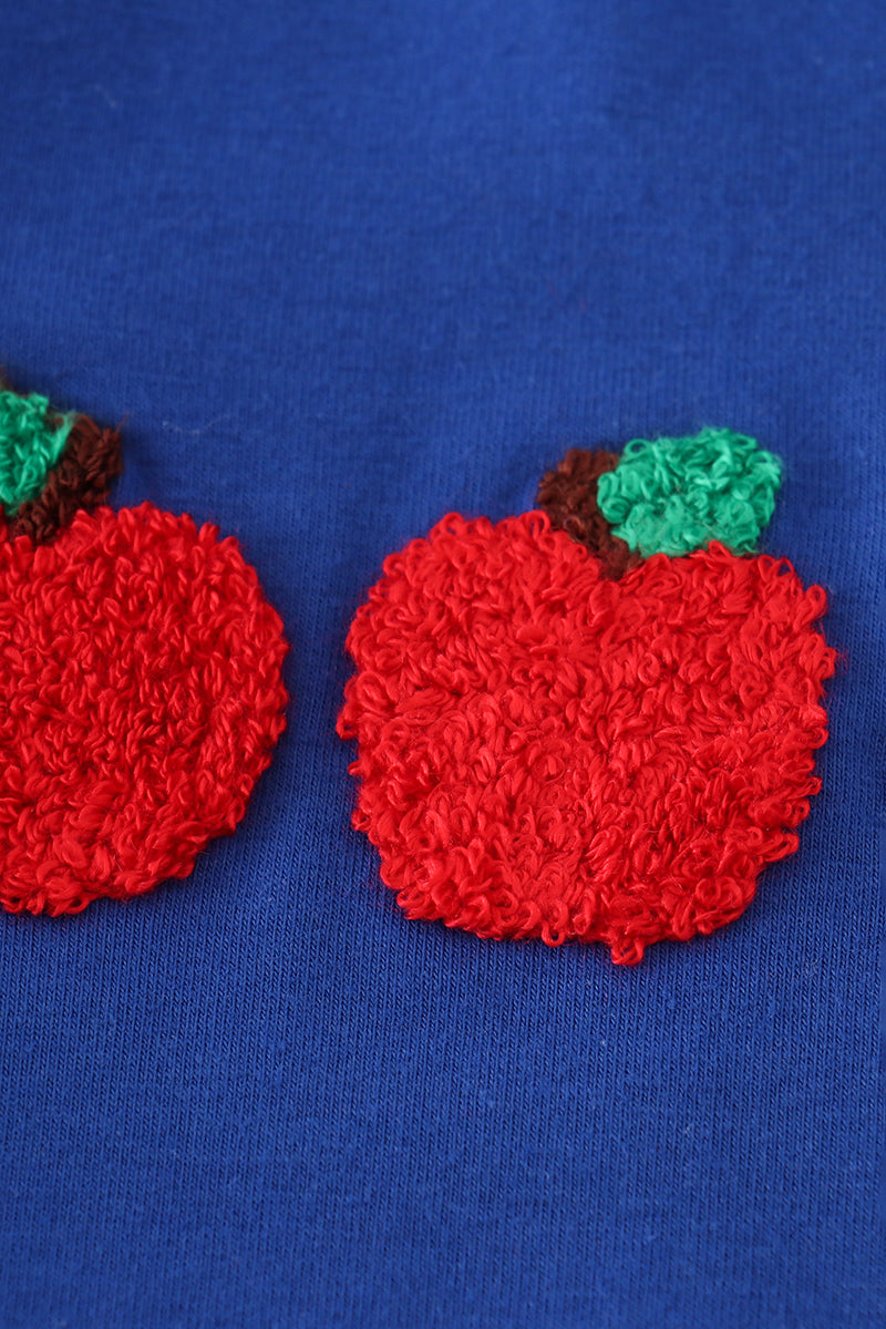 Blue apple french knot shorts set