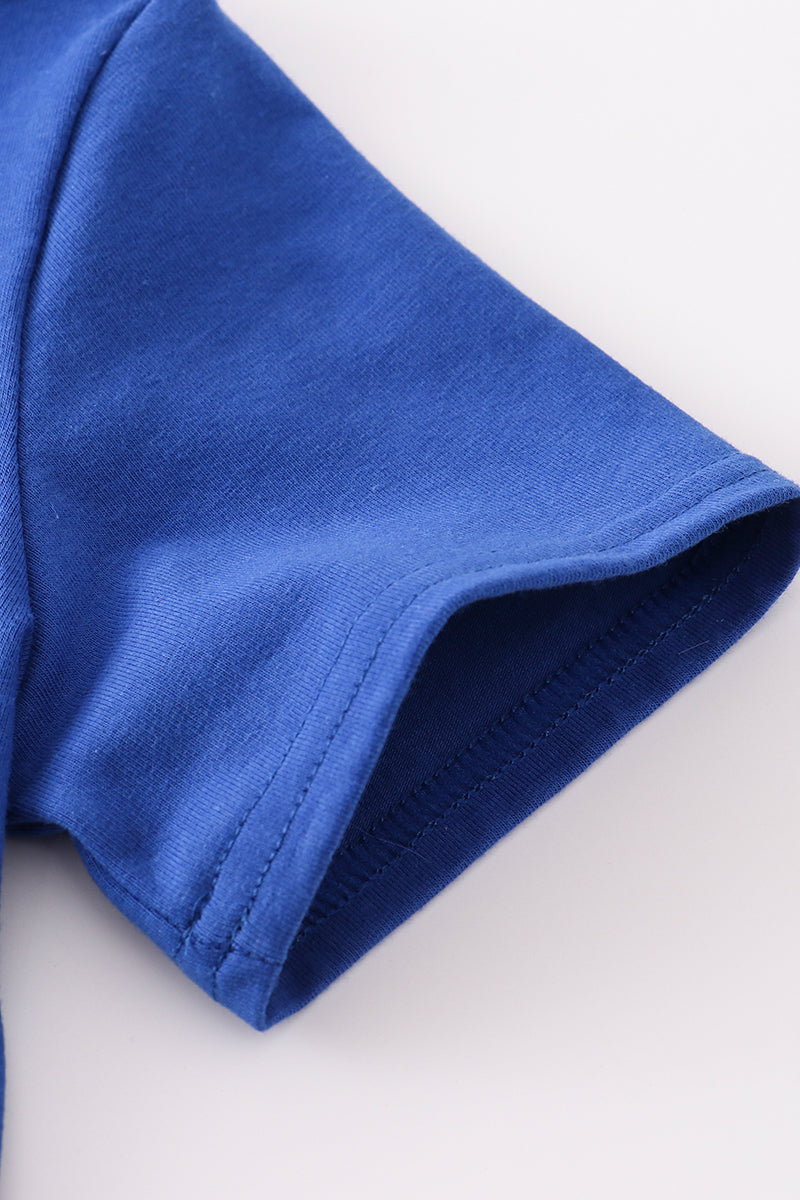 Blue apple french knot shorts set