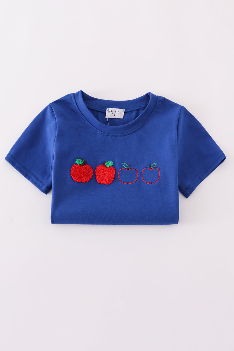 Blue apple french knot shorts set
