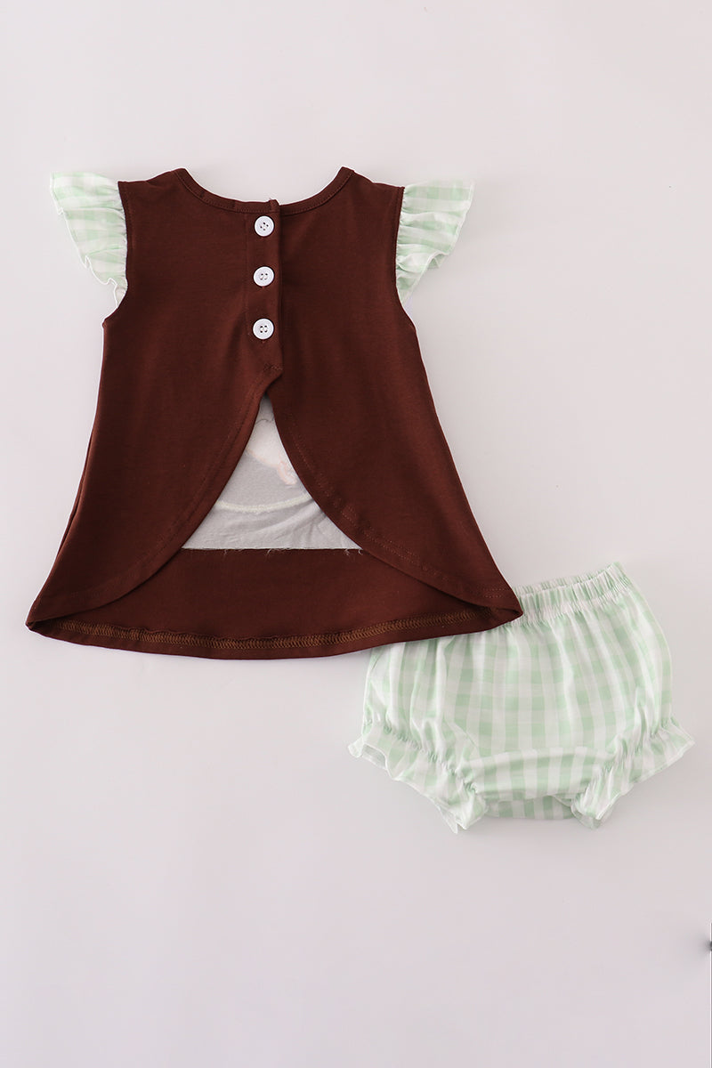 Brown duck applique bloomer set