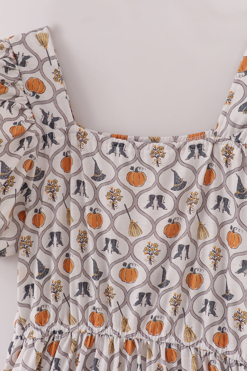 Witch pumpkin print mom dress