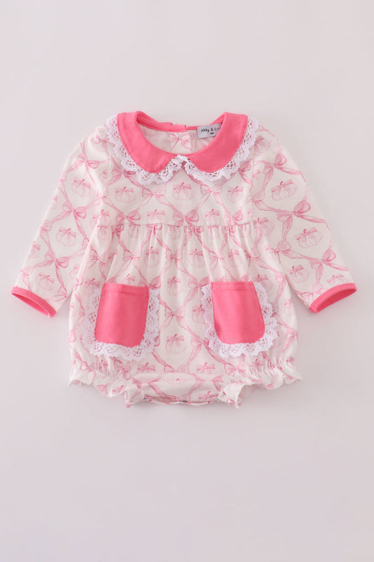 Pink bow tie pumpkin print bubble
