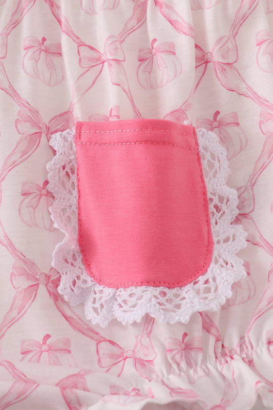 Pink bow tie pumpkin print bubble