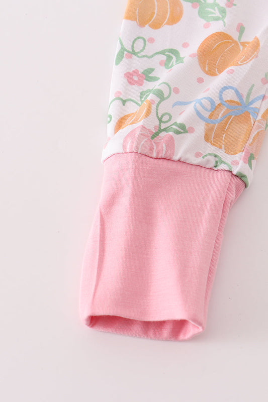 Pink pumpkin bamboo pajamas romper