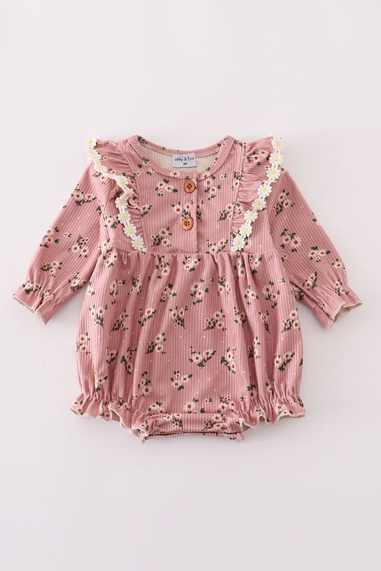 Floral corduroy lace ruffle bubble