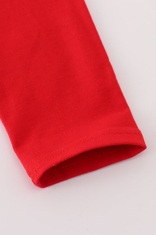 Red santa claus smocked top