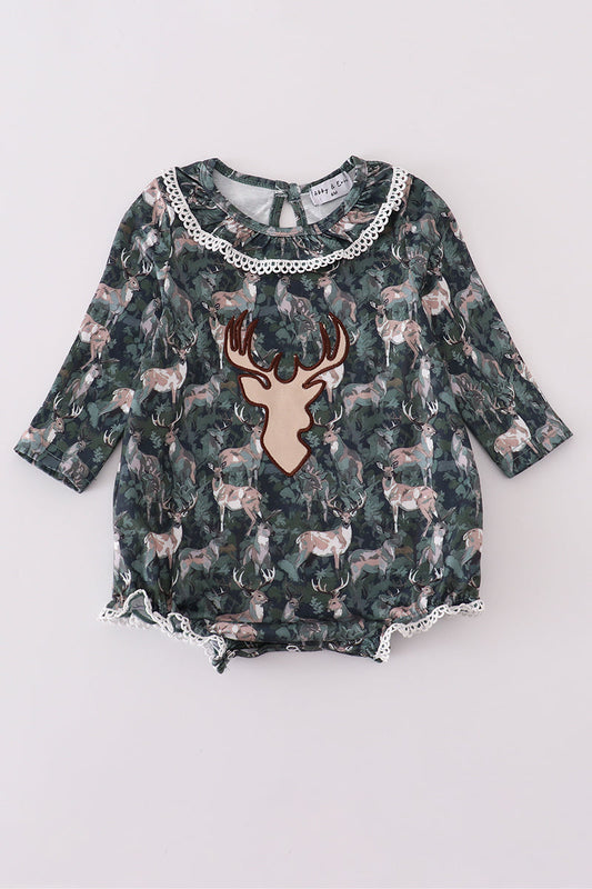 Camouflage hunting deer applique ruffle bubble
