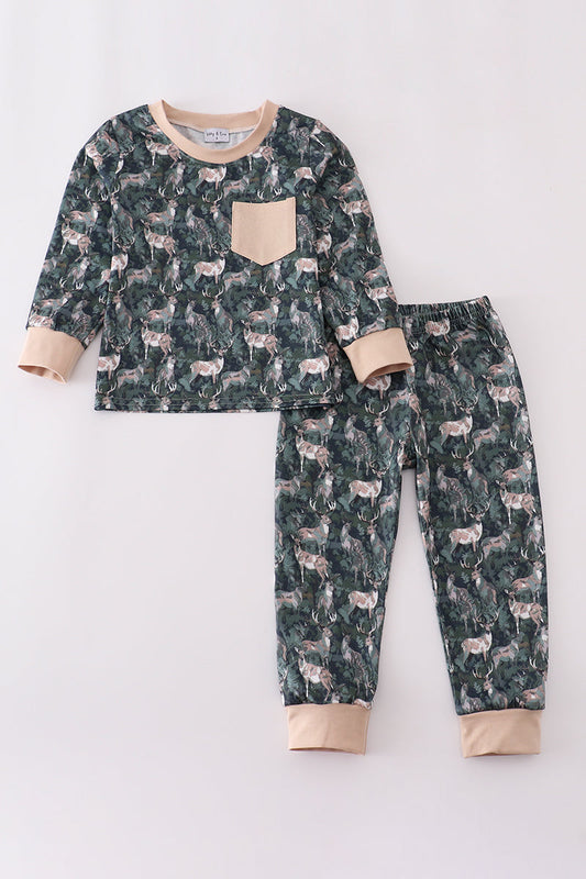 Camouflage hunting deer pajama set
