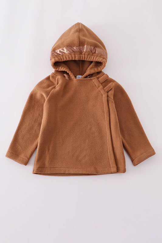 Brown bow fleece velcro hoodie