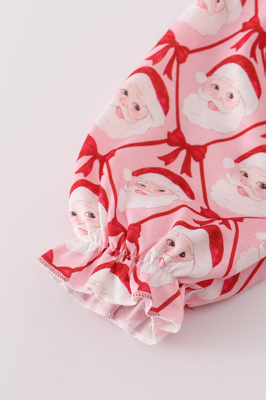 Red santa claus smocked bloomer set