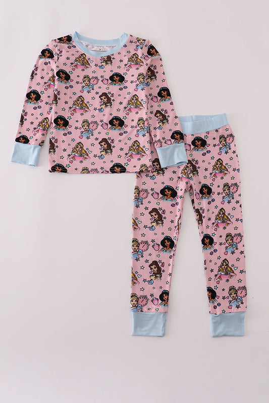 Pink princess bamboo pajamas set