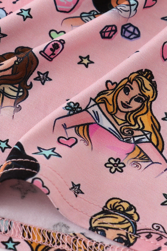 Pink princess bamboo pajamas set