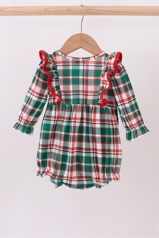 Green plaid ruffle bubble
