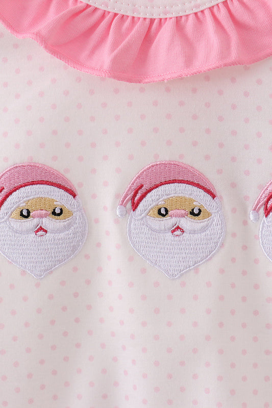 Pink santa claus embroidery ruffle bubble