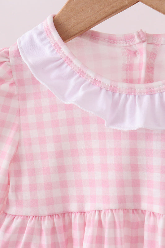 Pink santa claus applique ruffle bloomer set
