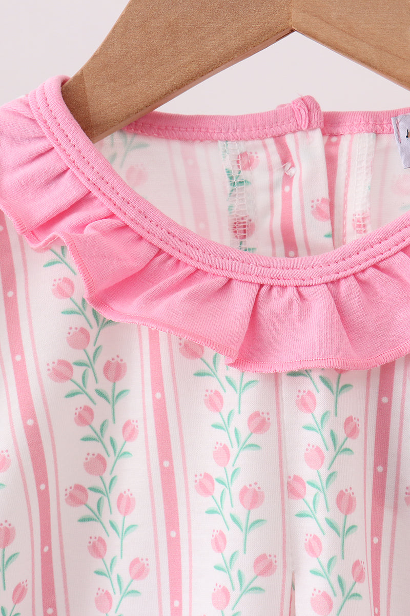 Floral tulip ruffle bloomer set