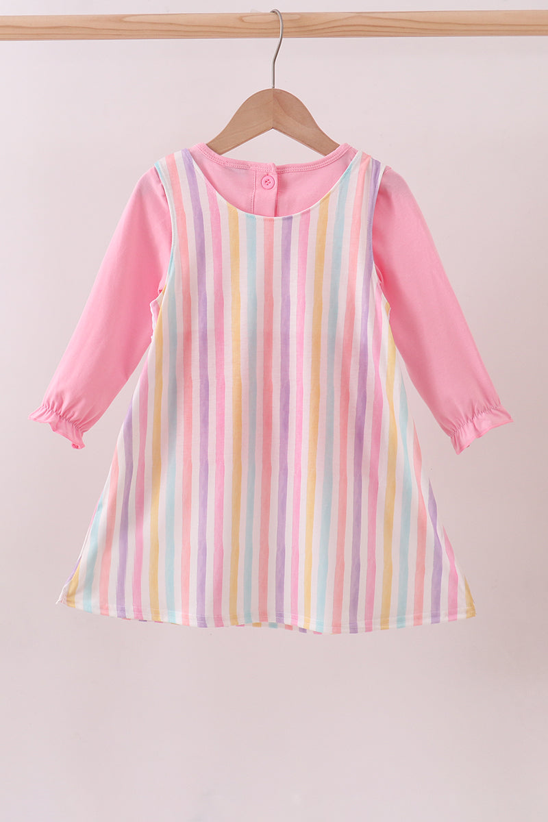 Multicolored heart smocked 2pc set
