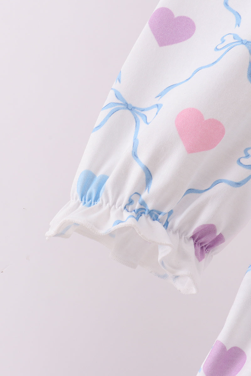 Multicolored heart smocked ruffle pants set