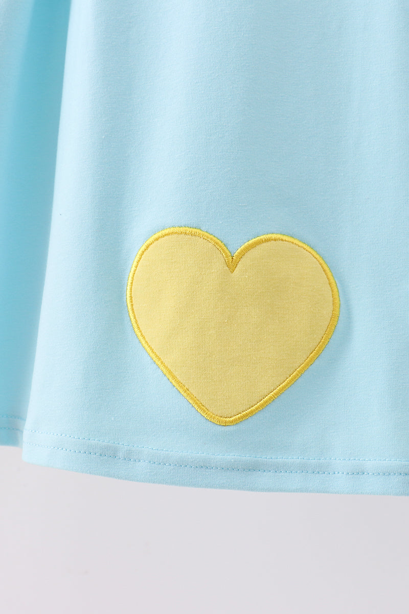 Blue heart applique dress
