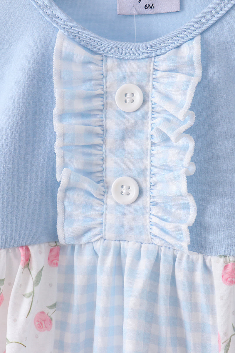 Blue floral ruffle bloomer set