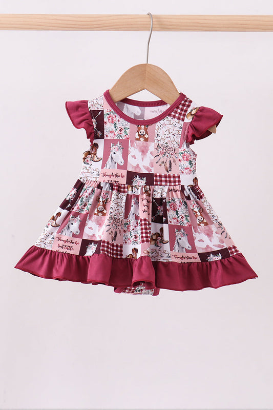 Pink checkered farm bamboo ruffle bubble