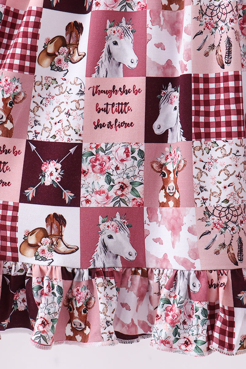 Pink checkered farm bamboo dress