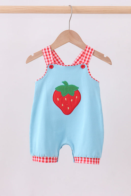 Blue strawberry applique bubble