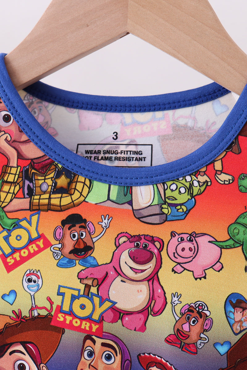 Blue character bamboo pajama set