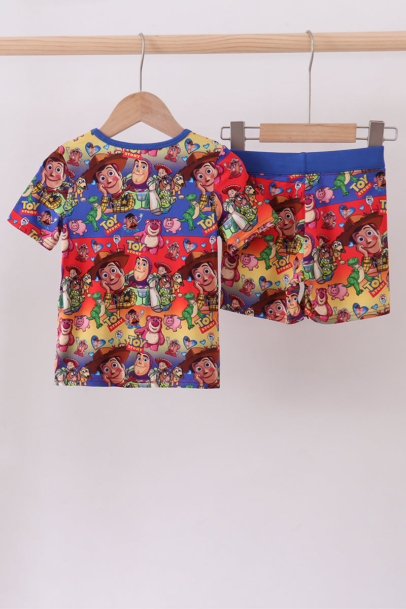 Blue character bamboo pajama set